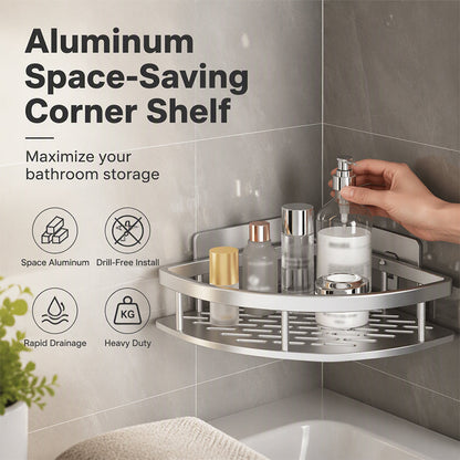 🏠 Étagère d'angle de douche sans perçage – Tablette adhésive facile à installer