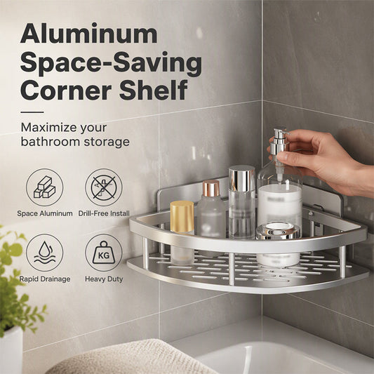 🏠 Étagère d'angle de douche sans perçage – Tablette adhésive facile à installer