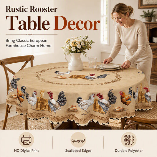 💯 Offre limitée à 50 % 🐔 Nappe à motif de coq, style champêtre rétro