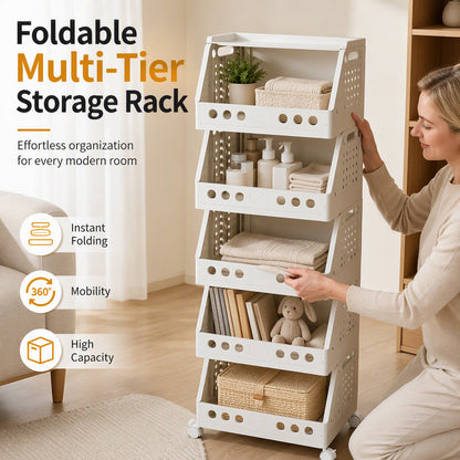 👞Organisateur de rangement pliable à plusieurs niveaux avec roulettes
