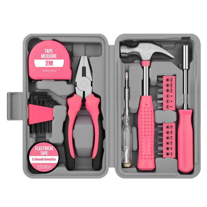 🔥Vente Flash🔥 Kit d'outils ménagers portable 24 pièces – Coffret inclus, Marteau, Tournevis, Pinces, Mètre ruban & Embouts pour bricolage à domicile