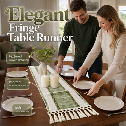 ✨ Elegant Fringe Table Runner