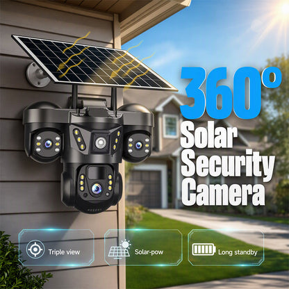 📹 PROMO FLASH : 50% DE RÉDUCTION ! 🔆 Caméra de Sécurité Solaire Triple Objectif – ABS – WiFi 2,4 GHz & IP67 for Surveillance Extérieure 24h/24 🏠