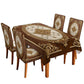 🌿 Nappe Vintage Grain de Bois & Housses de Chaises – Set de Table Brodé pour Salle à Manger Élégante Style Campagne & Européen