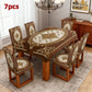 🌿 Nappe Vintage Grain de Bois & Housses de Chaises – Set de Table Brodé pour Salle à Manger Élégante Style Campagne & Européen
