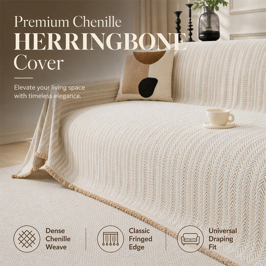 📢📢50% DE RÉDUCTION !! ⏰Housse de Canapé Premium en Chenille Motif Chevron
