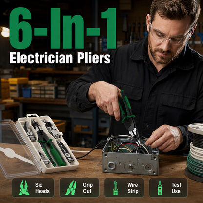 🔧 PROMO FLASH : 50% DE RÉDUCTION ! Pince Dénudeur de Fils 6-en-1 – Têtes Interchangeables & Acier Chrome-Vanadium – 23 cm for Travaux d’Électricien ✨