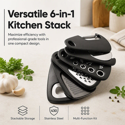 Kit d'Ustensiles de Cuisine 6-en-1 Empilables