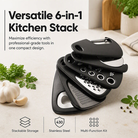 Kit d'Ustensiles de Cuisine 6-en-1 Empilables