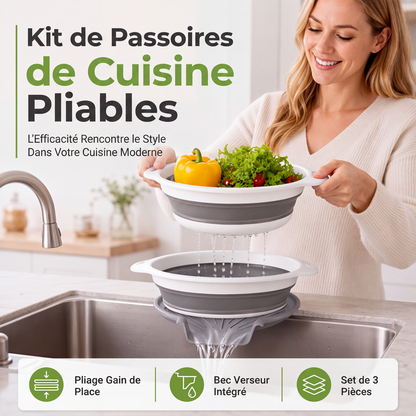 💧✨-50% Égouttoir pliable avec base de vidange, lave et égoutte facilement fruits et légumes 🍓