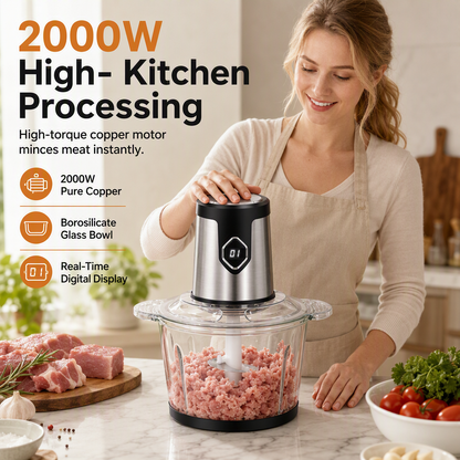 Hachoir à viande électrique multifonction et robot culinaire avec bol en verre ou en acier inoxydable pour viande et aliments pour bébé