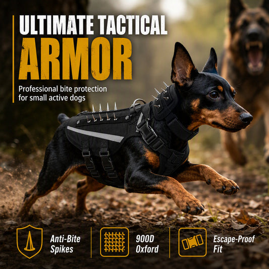 🐕 50% DE RÉDUCTION! 🛡️ Harnais tactique pour chien – Pointes de protection & ajustable ✨