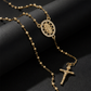 ✝️ Collier chapelet avec croix et perles : élégant motif de la Vierge Marie, finition dorée, chaîne de 35 cm