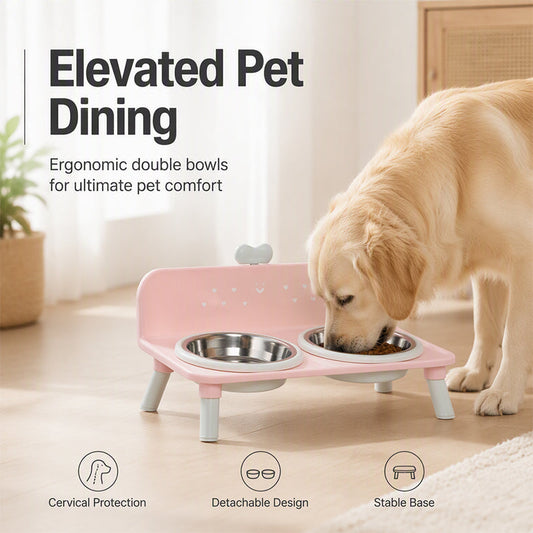🐾 50% DE RÉDUCTION! 🥣 Gamelles doubles surélevées – Protection cervicale & bols amovibles ✨