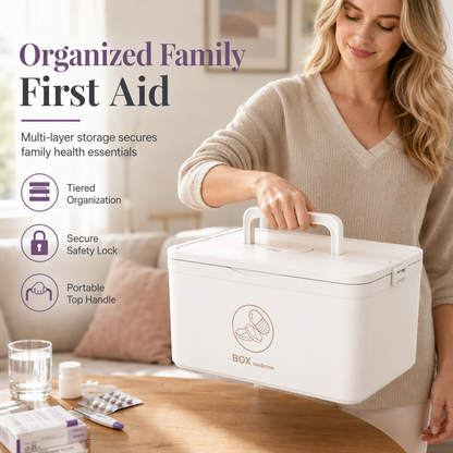 🛒 Offre limitée : –50 % ! 💊 Boîte de rangement premiers secours multiniveaux – Fini les médicaments éparpillés et introuvables – Compartiments étagés, poignée rabattable, plusieurs modèles – Idéale pour maison et déplacements 🏠