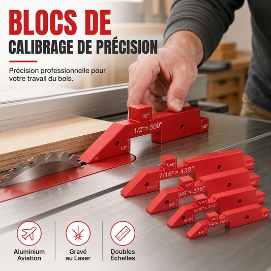 📐 50% DE RÉDUCTION! 🪵 Blocs de réglage menuiserie – Aluminium, précision & calibrage rapide ✨