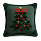 🎄 Housse de coussin décorative brodée en forme de sapin de Noël avec nœud, 45 x 45 cm, pour canapé et salon 🧸