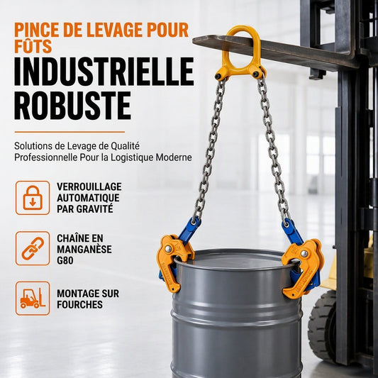 🕛 Offre limitée à 50 % 💯 Dispositif de levage pour fûts destiné aux chariots élévateurs et aux grues, adapté aux fûts en acier et en métal, outil de manutention de fûts fabriqué par forgeage à l'estampage