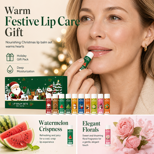 📢📢50 % DE RÉDUCTION !! ⏰  Set de Baumes à Lèvres Hydratants de Noël
