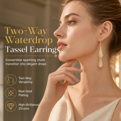 💎 50% DE RÉDUCTION! ✨ Boucles d'oreilles goutte d'eau – Zircon, plaquées or & 2-en-1 ✨