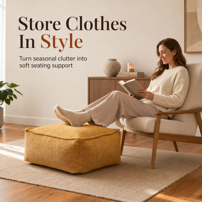 🛋️ PROMO FLASH : 50% DE RÉDUCTION ! Housse de Pouf de Rangement Multifonction – Tissu Polyester Haute Densité, Zip XXL & Charge 100 kg for Convertir Couettes et Oreillers en Siège Confortable ✨