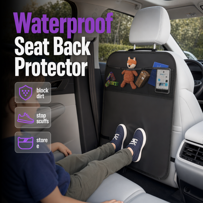 🚗 Car Backseat Kick Mat Protector: Waterproof, Storage Pockets, Universal Fit, Wipe-Clean