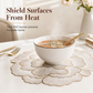 📢📢50% DE RÉDUCTION !! ⏰ Set de table en PVC à motif pivoine métallisé de style nordique | Résistant à la chaleur, antidérapant et imperméable 🍽️💛🌹