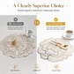 📢📢50% DE RÉDUCTION !! ⏰ Set de table en PVC à motif pivoine métallisé de style nordique | Résistant à la chaleur, antidérapant et imperméable 🍽️💛🌹