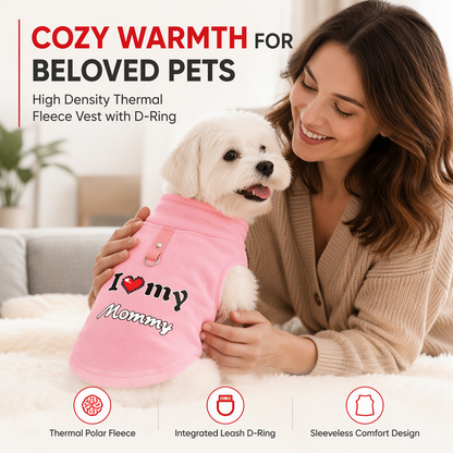 🐾✨ PROMO FLASH : 50% DE RÉDUCTION ! Gilet Polaire Chaud pour Chien & Chat – Anneau Dorsal pour Laisse, Motif Love & Coupe Sans Manches for des Sorties Hivernales Confortables ✨