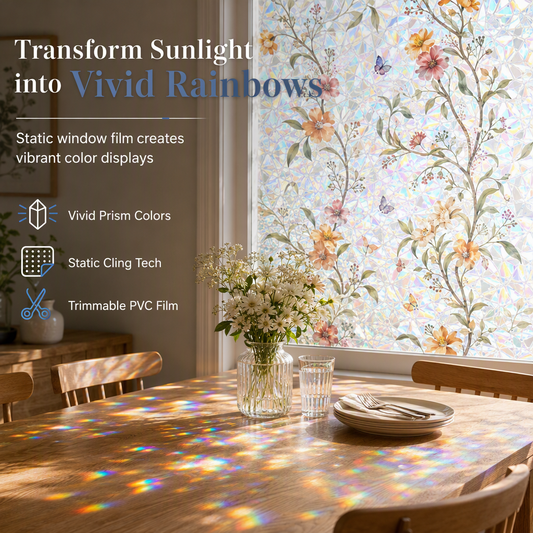 📢📢50 % DE RÉDUCTION !! ⏰ Autocollant statique « Rainbow Window Film » – Magique, sans colle, décoratif ✨