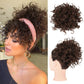 Chignon court bouclé avec cordon de serrage élastique