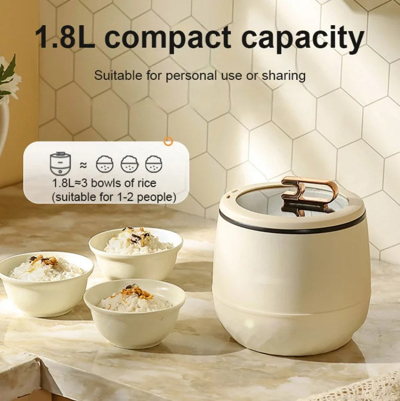 Mini Cuiseur électrique 1,8L Antiadhésif - 300W/600W, Prise UE 220V - Pour Pâtes, Steak, Camping - 5